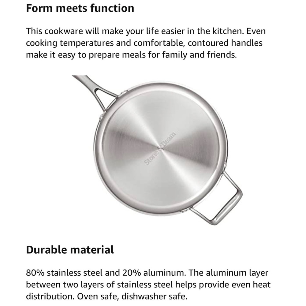 Stone&Beam Tri-Ply Stainless 5qt Saute Pan & Lid - Picture 15 of 16